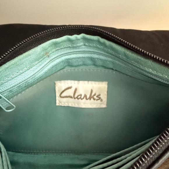 Clarks | Black Leather Clutch Wristlet | Gold Hardware - Picture 2 of 6